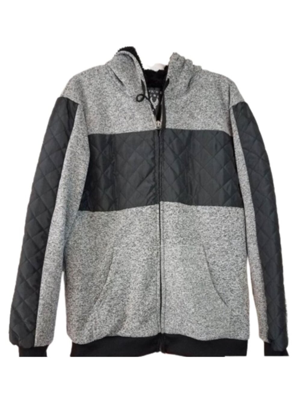 HAWK'S BAY USA Gray & Black Faux Fur Lined Hooded Bomber Jacket - Men's Size L